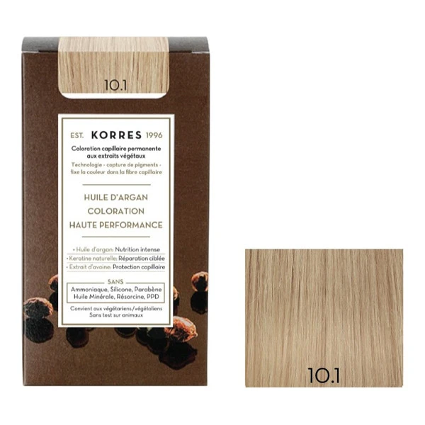 Korres Huile D'argan Coloration Permanente 10.1 Blond Platine Cendré
